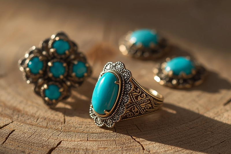 Bague bohème en argent et turquoise véritable, style ethnique et artisanal, présentée dans une ambiance lumineuse et naturelle.