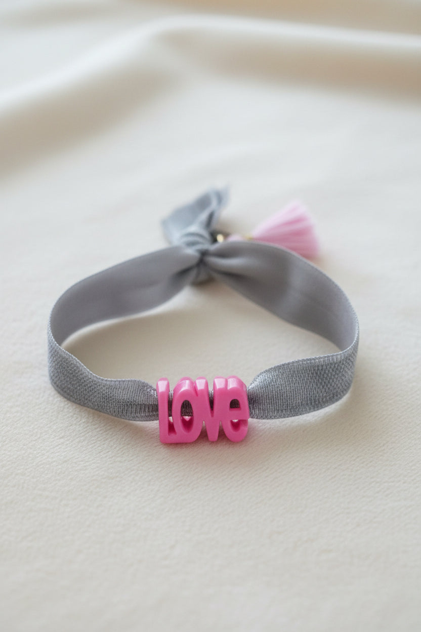 Le bracelet élastique Love (Gris & Rose)