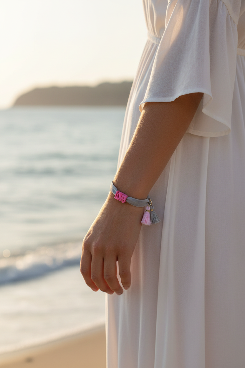 Le bracelet élastique Love (Gris & Rose)