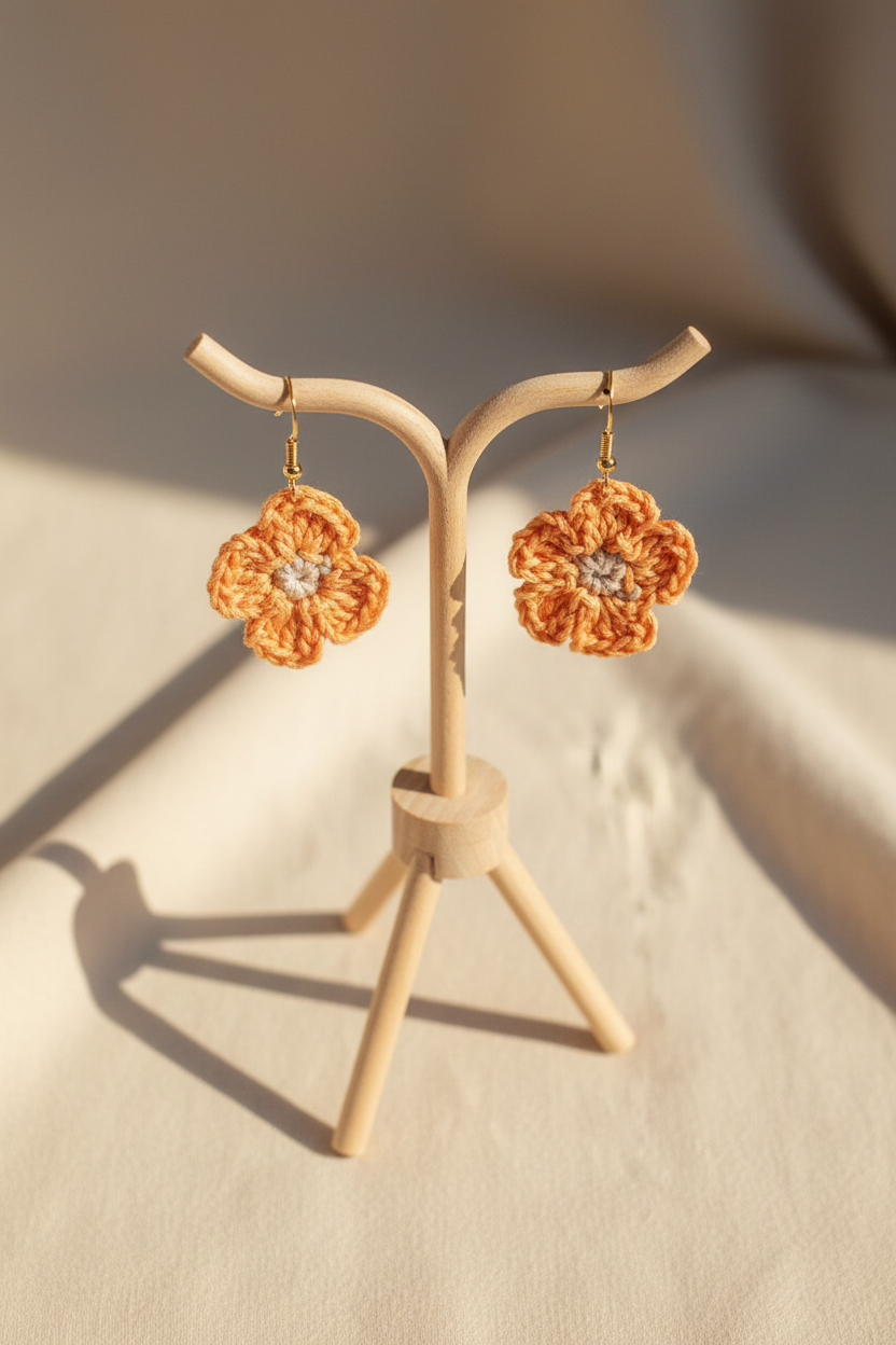 Boucles d'oreilles Fleur en crochet — COLLECTION SIGNATURE