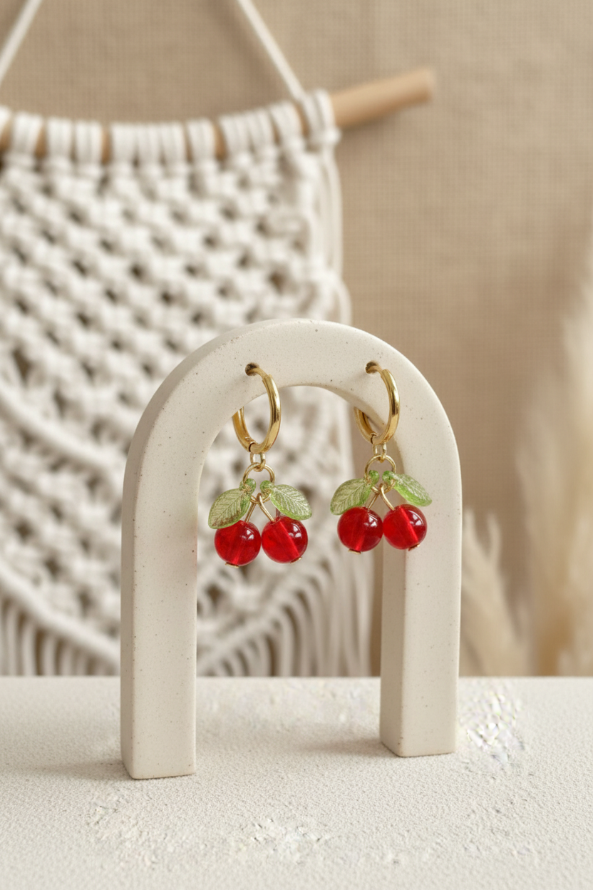 Boucles d'oreilles Juliette - Créoles Cerises
