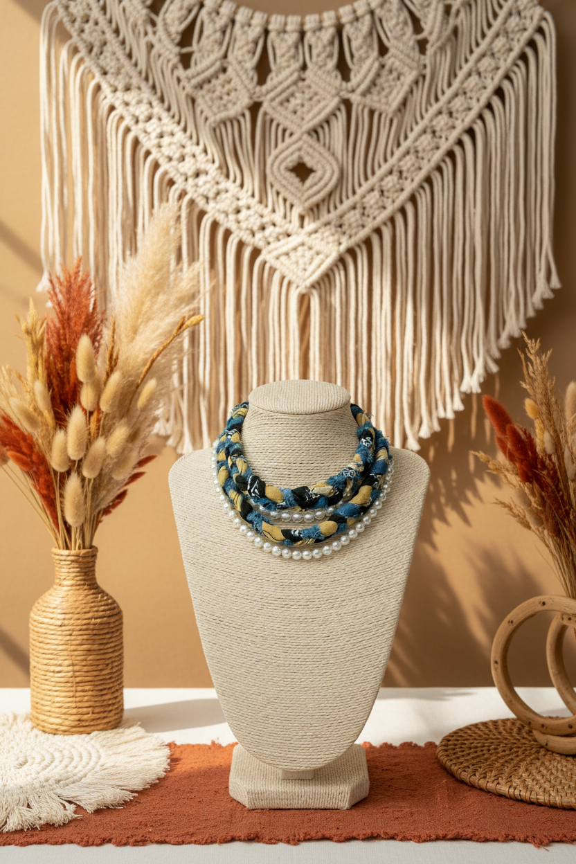 Collier Layering Aurora Bandana Tressé - Choker Bohème Chic