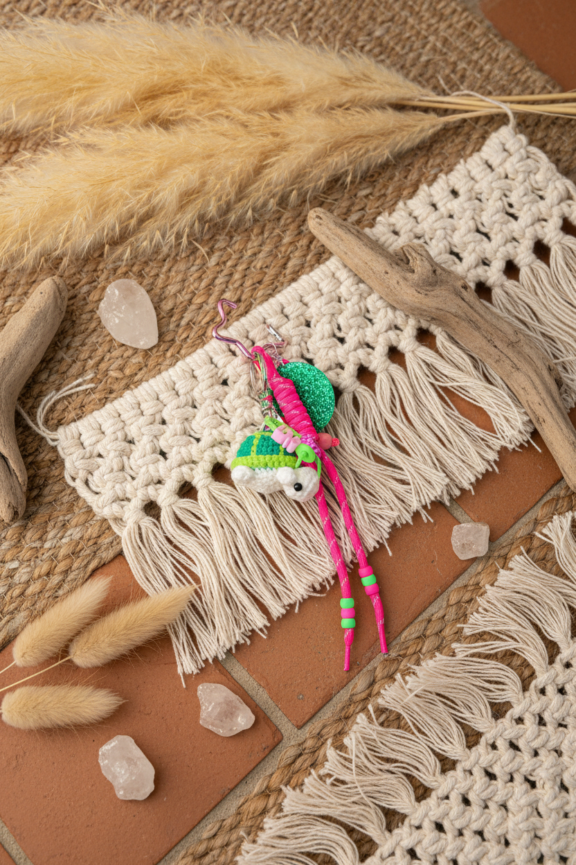 Bijou de sac Laguna et sa petite tortue crochetée - Accessoire d'été