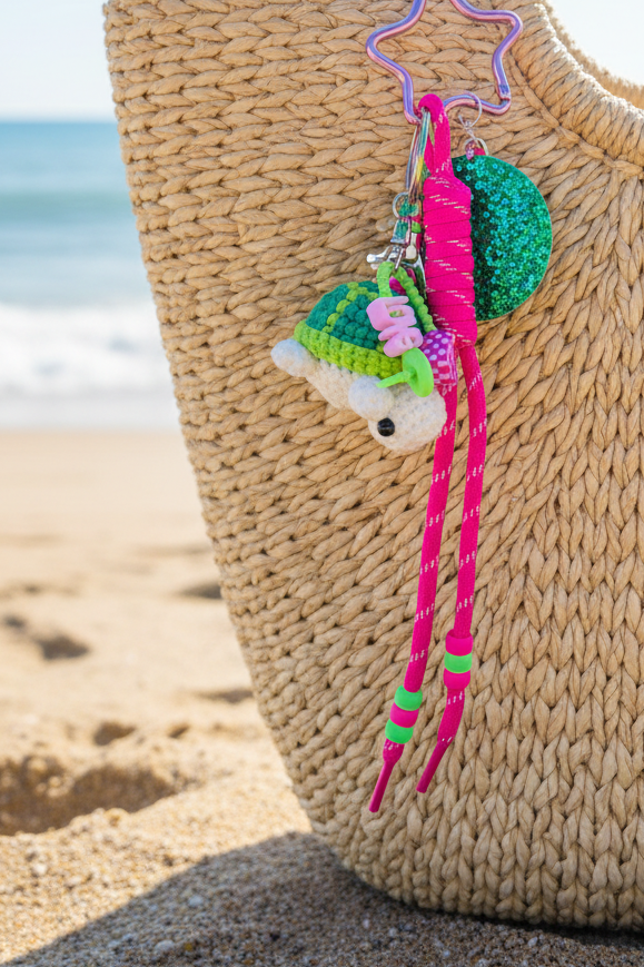 Bijou de sac Laguna et sa petite tortue crochetée - Accessoire d'été