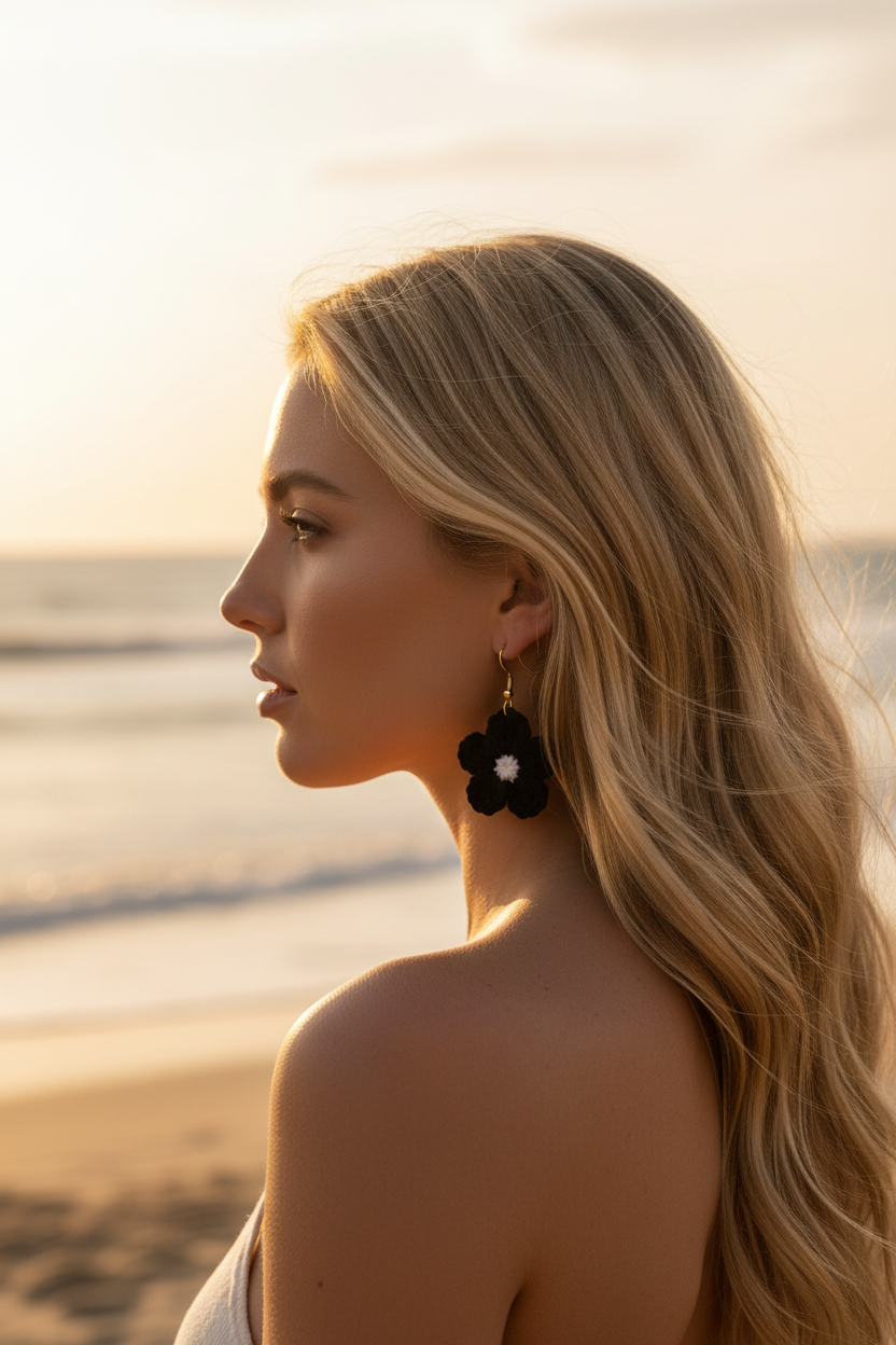 Boucles d'oreilles Fleur en crochet — COLLECTION SIGNATURE