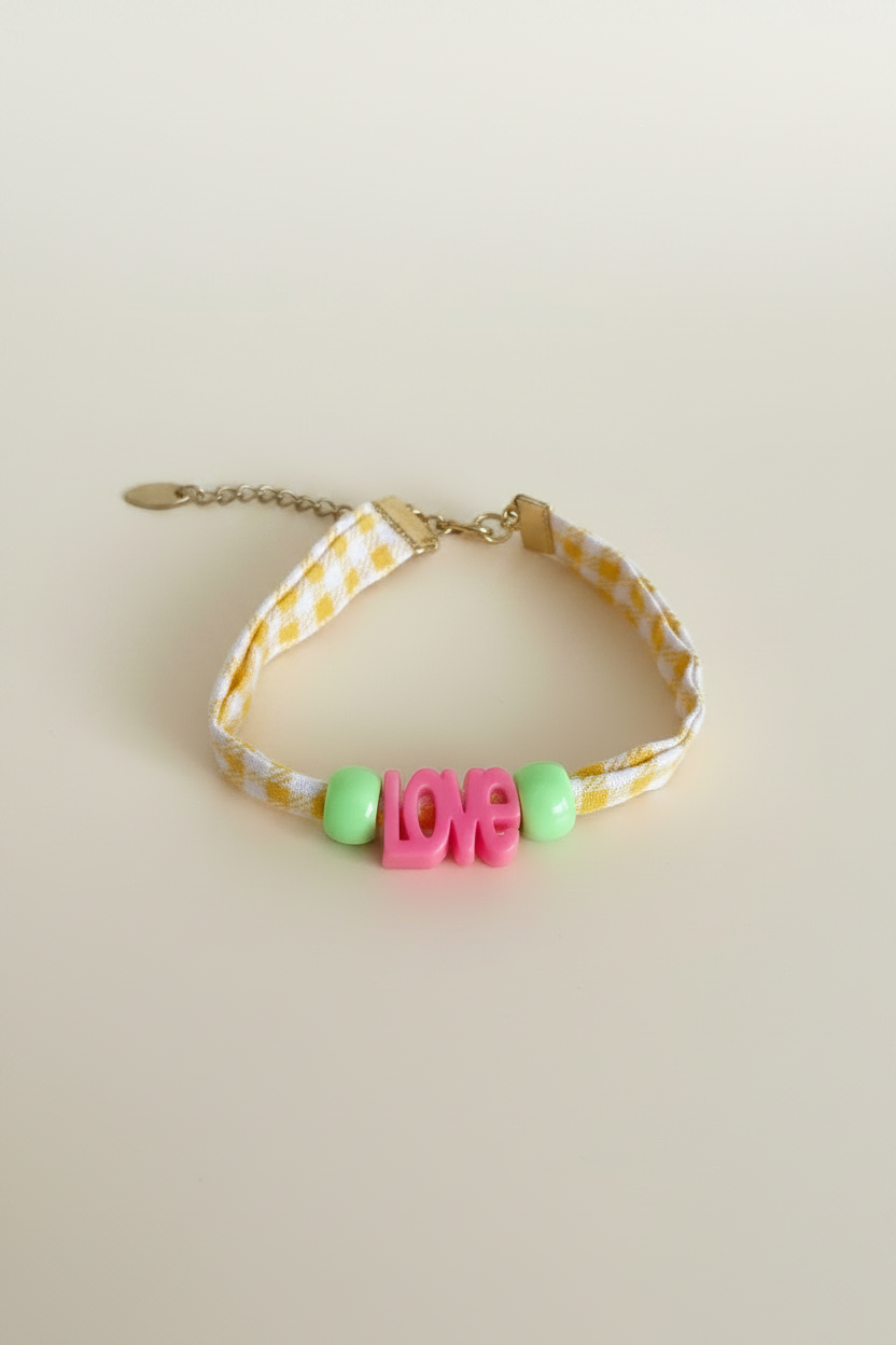Le bracelet ruban Love (Vichy Jaune)