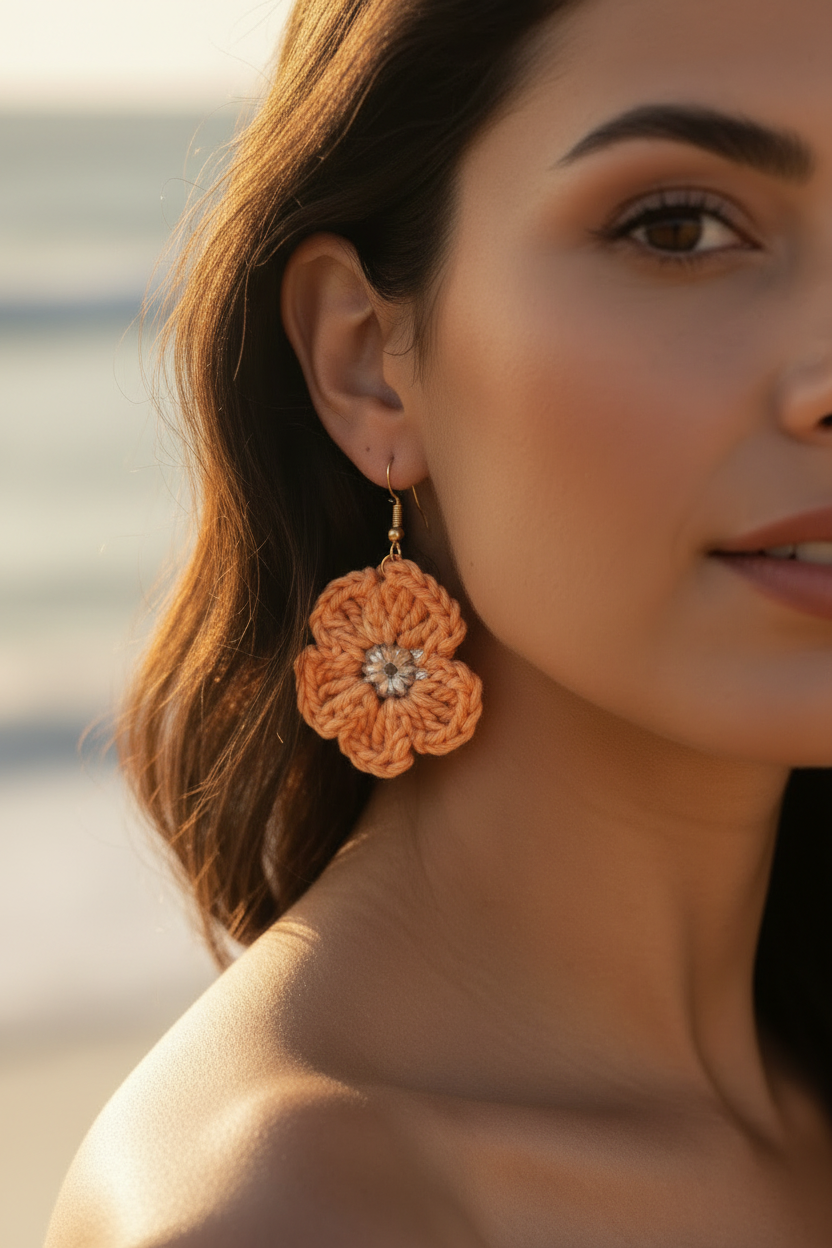Boucles d'oreilles Fleur en crochet — COLLECTION SIGNATURE
