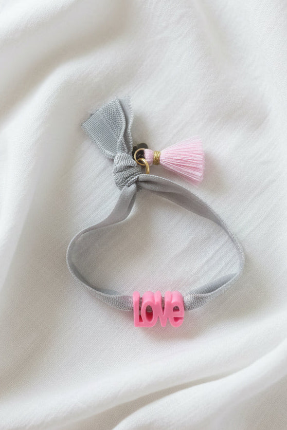 Le bracelet élastique Love (Gris & Rose)