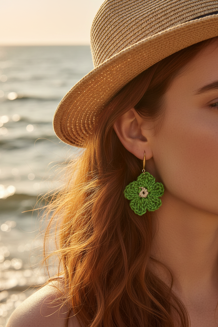 Boucles d'oreilles Fleur en crochet — COLLECTION SIGNATURE