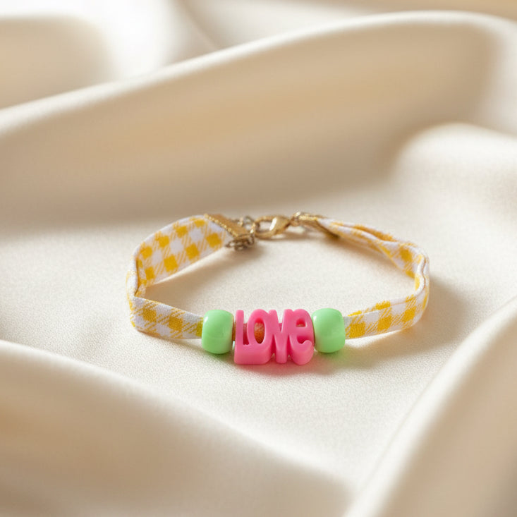 Le bracelet ruban Love (Vichy Jaune)