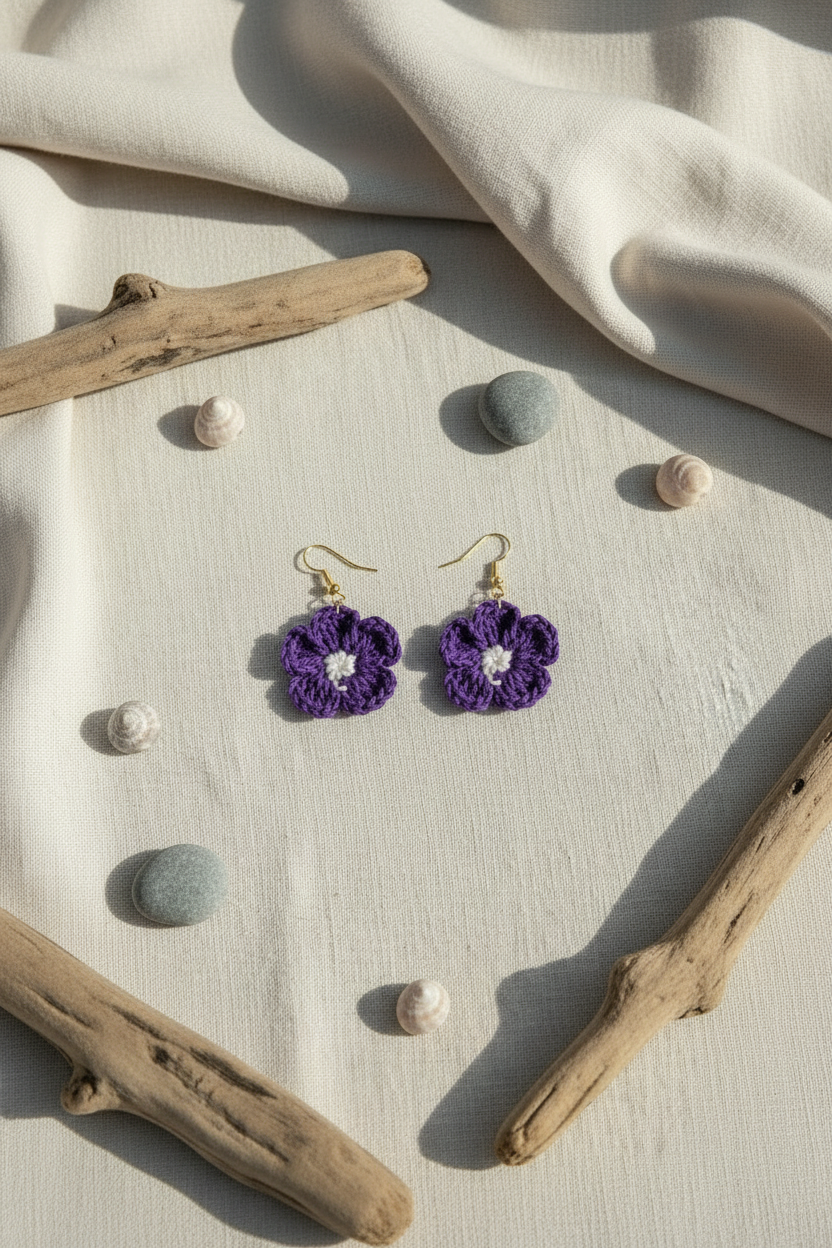 Boucles d'oreilles Fleur en crochet — COLLECTION SIGNATURE