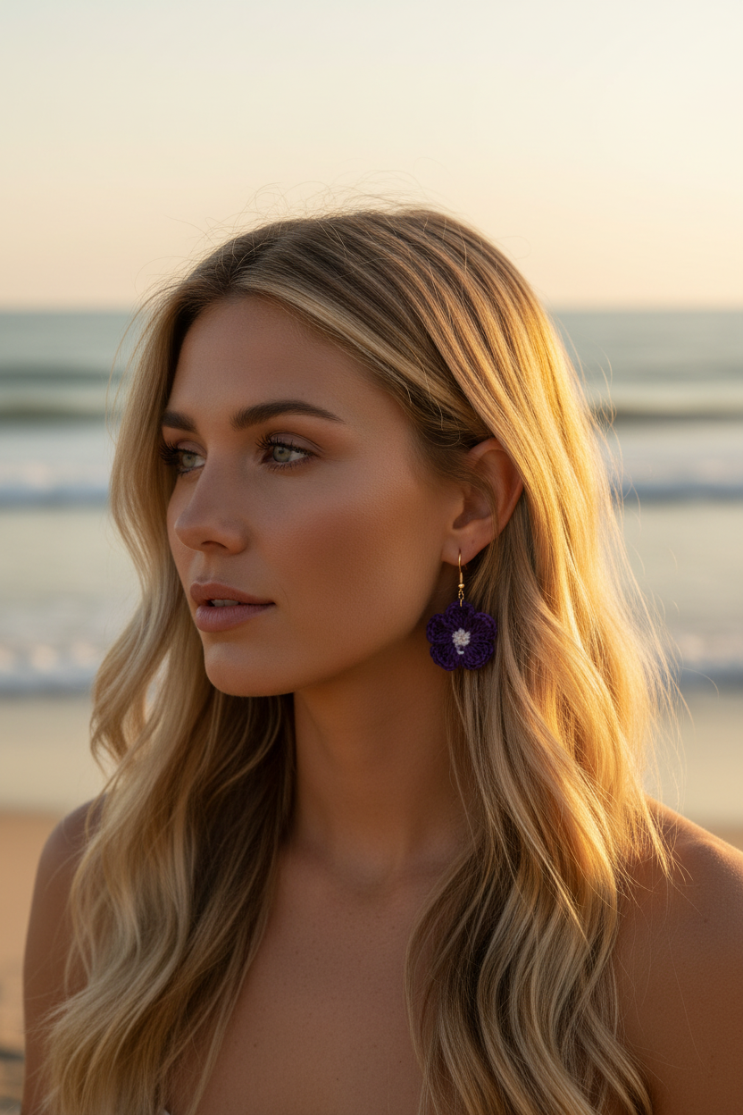 Boucles d'oreilles Fleur en crochet — COLLECTION SIGNATURE
