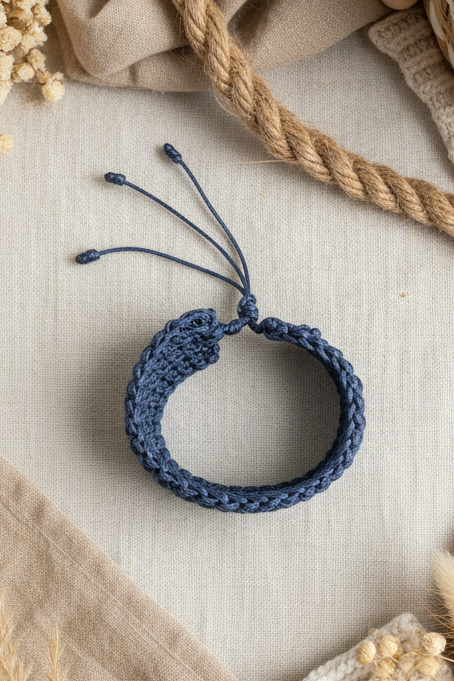 Bracelet Lily Tressé Bleu Marine