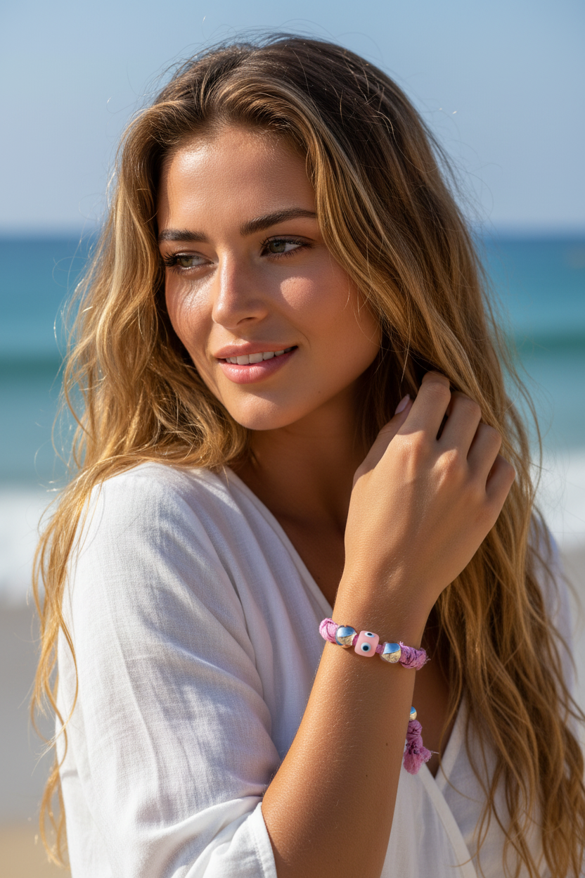 Bracelet Bandana Ludmilla Aura Protectrice - Bijou Rose Bohème Chic