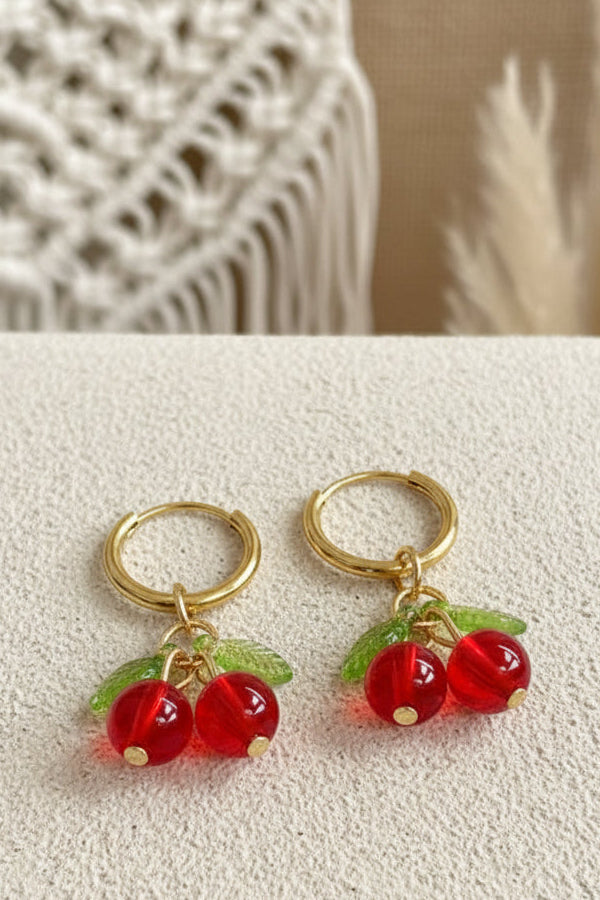 Boucles d'oreilles Juliette - Créoles Cerises