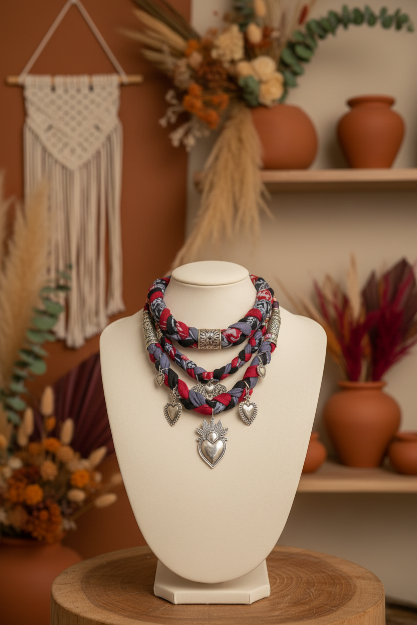 Collier Layering Chiara Bandana Tressé - Bijou Multi-Rangs Bohème Luxe