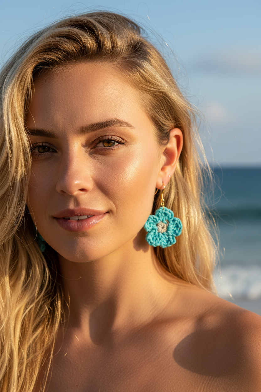 Boucles d'oreilles Fleur en crochet — COLLECTION SIGNATURE