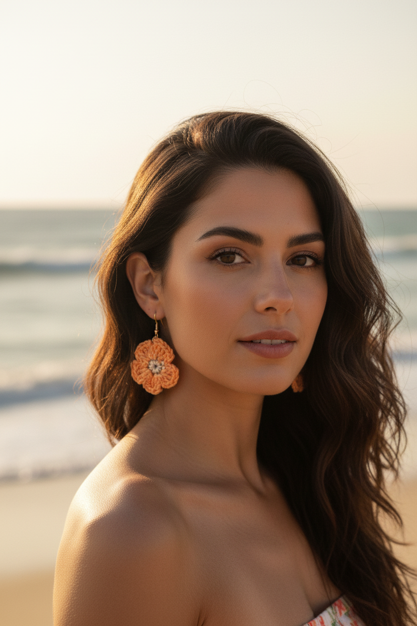 Boucles d'oreilles Fleur en crochet — COLLECTION SIGNATURE