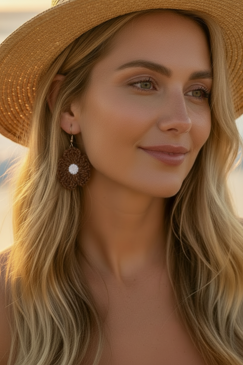 Boucles d'oreilles Fleur en crochet — COLLECTION SIGNATURE