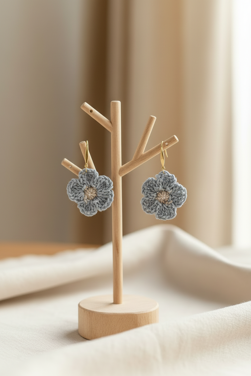 Boucles d'oreilles Fleur en crochet - COLLECTION SIGNATURE
