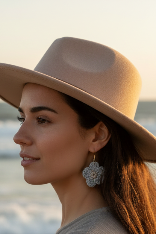 Boucles d'oreilles Fleur en crochet - COLLECTION SIGNATURE