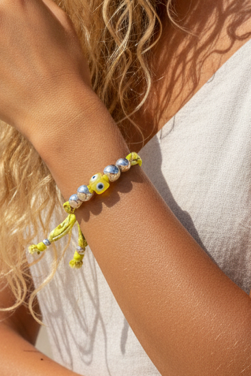 Bracelet Bandana Elena Aura Protectrice - Bijou Protection Jaune Bohème