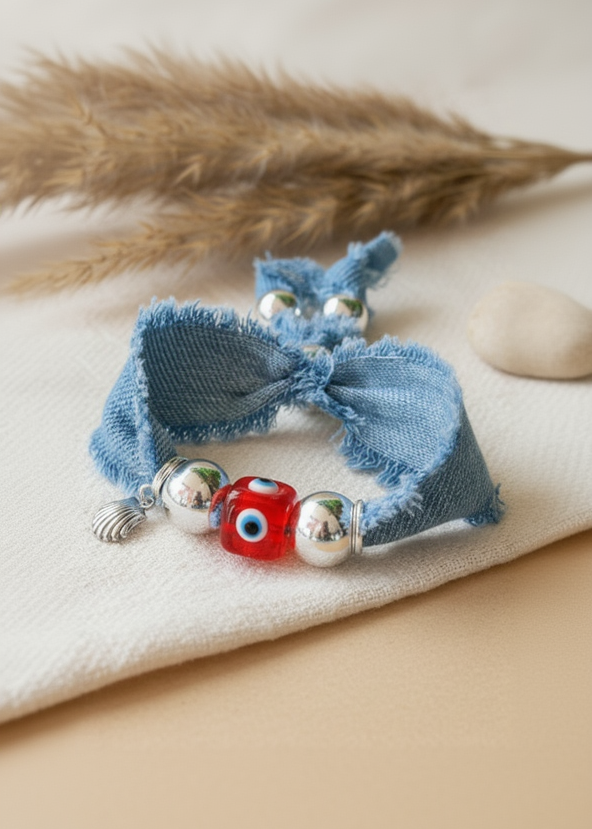 Bracelet Jean's Mia en denim et perles - Joyas by Jo
