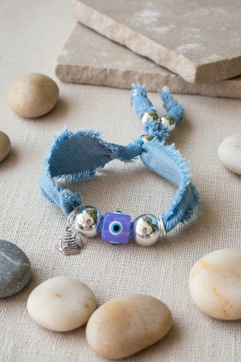 Bracelet Jean's Olga détail denim et perles - Joyas by Jo

