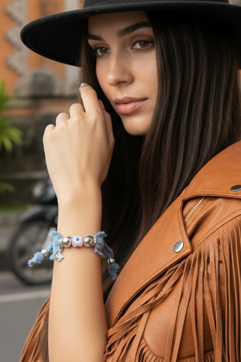 Bracelet Jean's Romy détail denim et perles - Joyas by Jo
