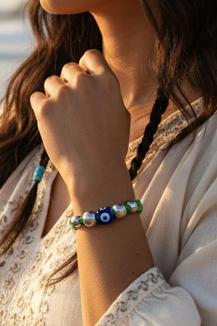 Bracelet Bandana Julia Aura Protectrice - Bijou Protection Œil Bohème