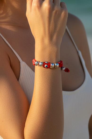 Bracelet Bandana Luba Aura Protectrice - Bijou Protection Rouge Bohème