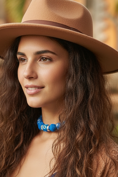 Collier Bandana Antonia Aura Protectrice - Bijou Protection Bohème Bleu