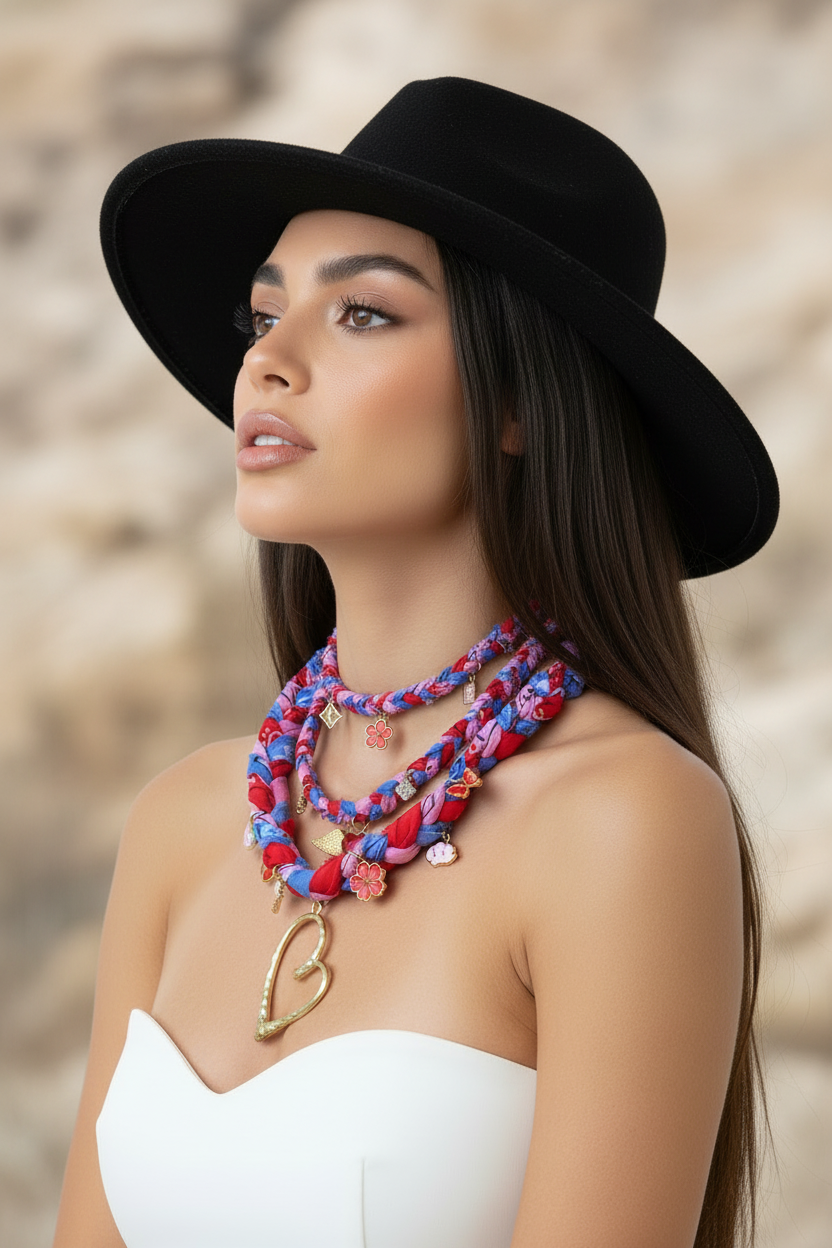 Collier layering Indy Jardin Bohème porté vue lifestyle - Joyas by Jo