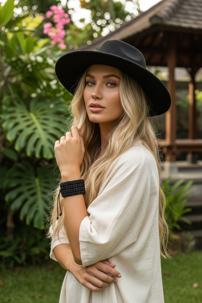 bracelet tressé noir de la marque Joyas by Jo.